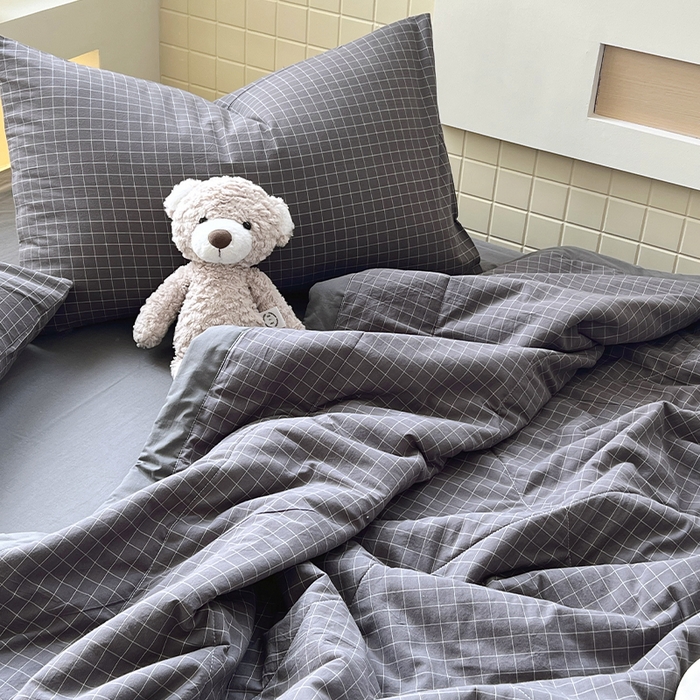 91家纺网 家纺一手货源 找家纺 春皖家纺 2026春夏新款全棉色织水洗棉夏被夏凉被空调被-云恋系列 云恋-小灰格