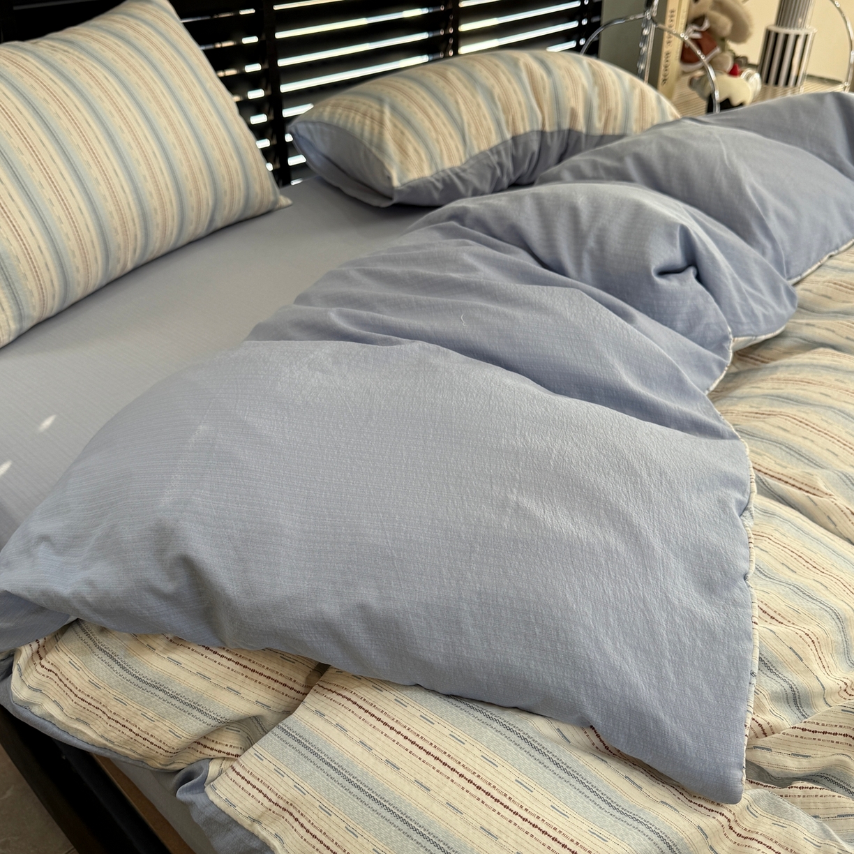 91家纺网 家纺一手货源 找家纺 美丽坊 2026新款韩系沐纱棉印花四件套 海盐纹