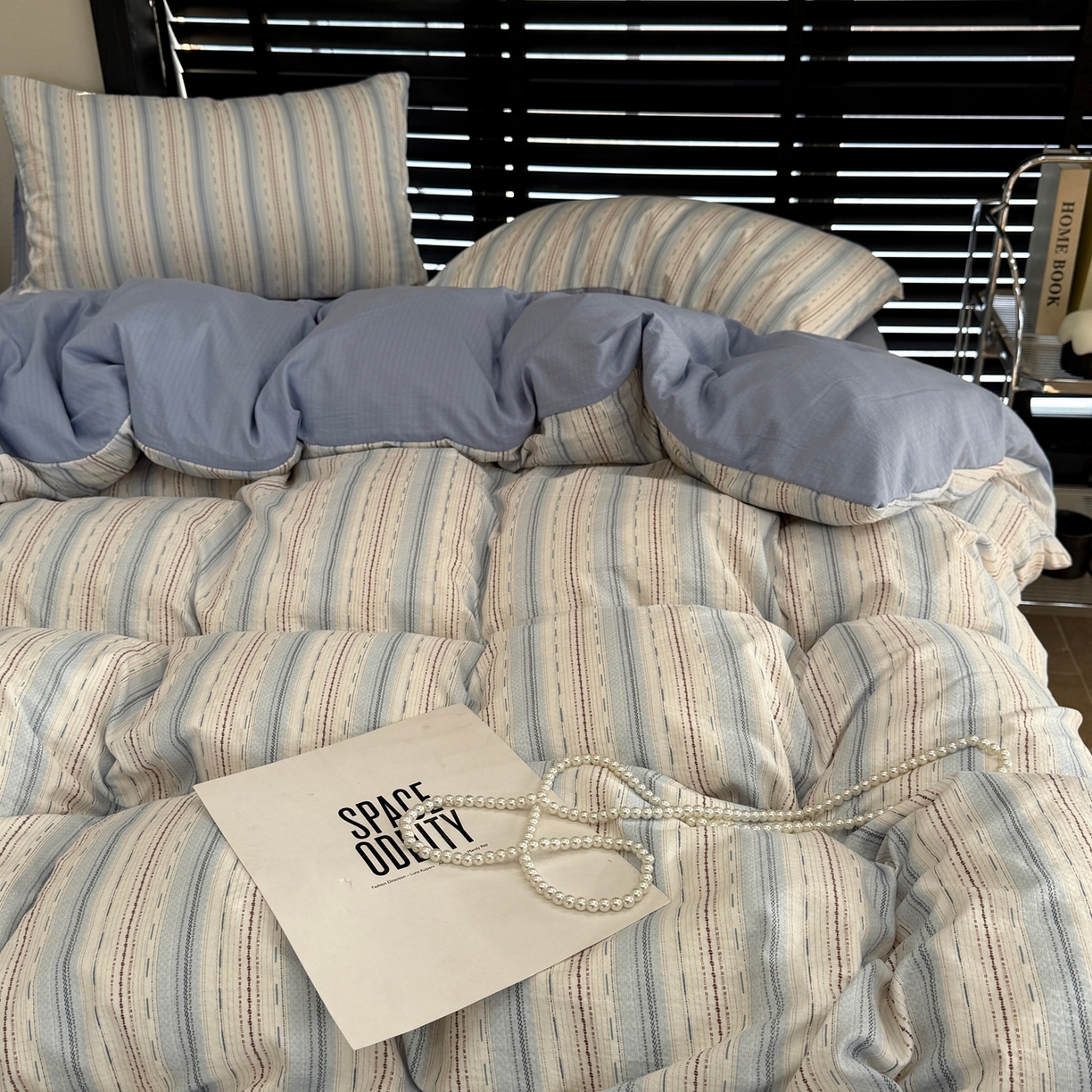 91家纺网 家纺一手货源 找家纺 美丽坊 2026新款韩系沐纱棉印花四件套 海盐纹