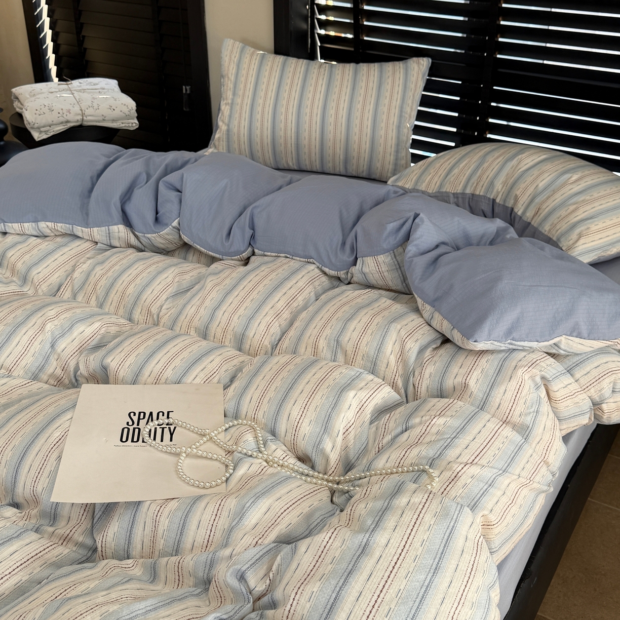 91家纺网 家纺一手货源 找家纺 美丽坊 2026新款韩系沐纱棉印花四件套 海盐纹