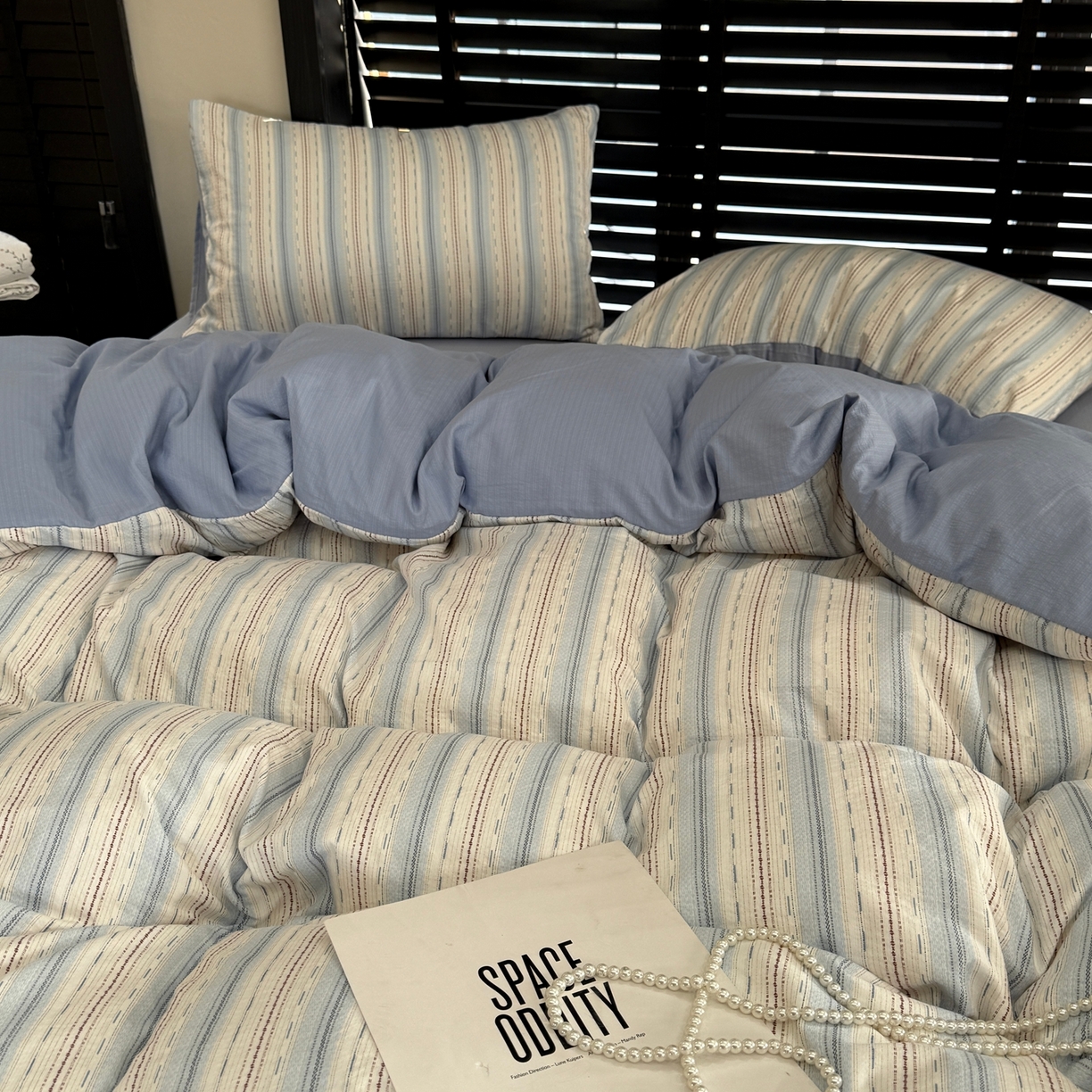 91家纺网 家纺一手货源 找家纺 美丽坊 2026新款韩系沐纱棉印花四件套 海盐纹