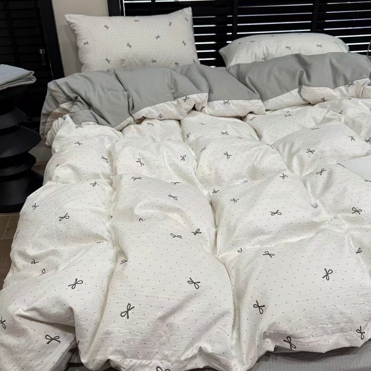 91家纺网 家纺一手货源 找家纺 美丽坊 2026新款韩系沐纱棉印花四件套 可颂