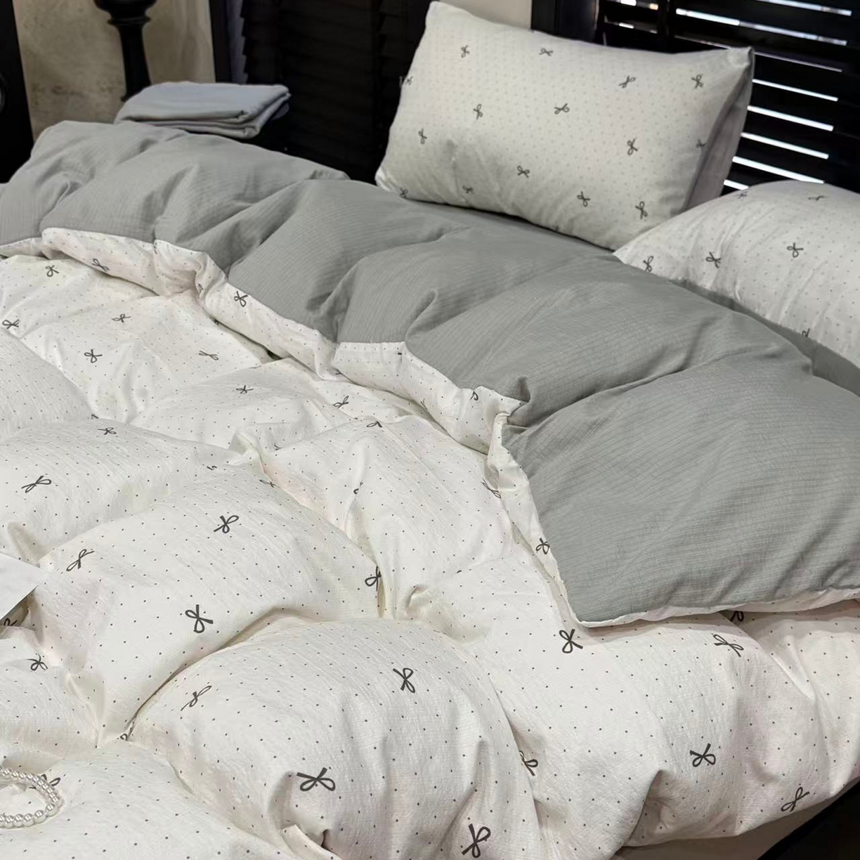 91家纺网 家纺一手货源 找家纺 美丽坊 2026新款韩系沐纱棉印花四件套 可颂