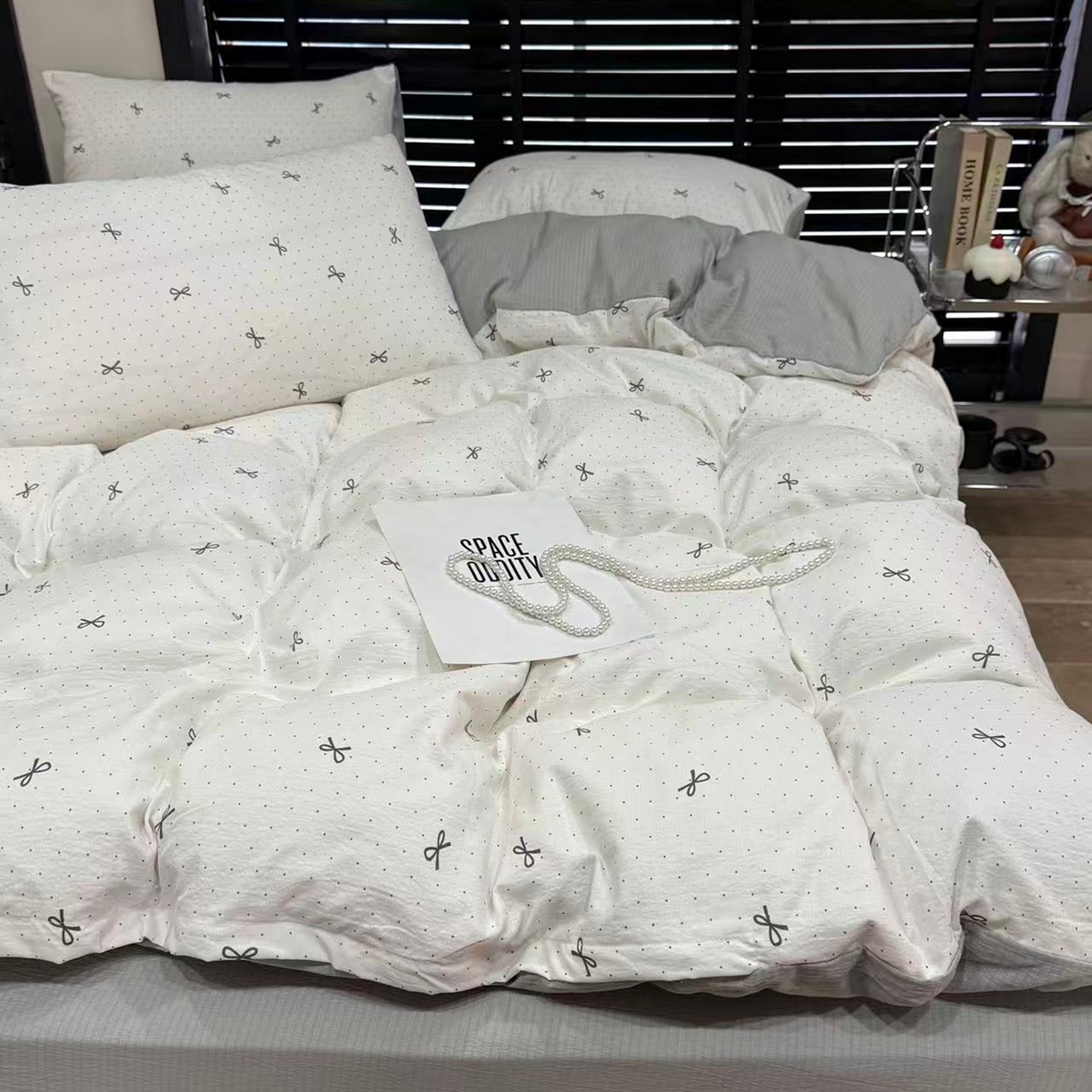 91家纺网 家纺一手货源 找家纺 美丽坊 2026新款韩系沐纱棉印花四件套 可颂