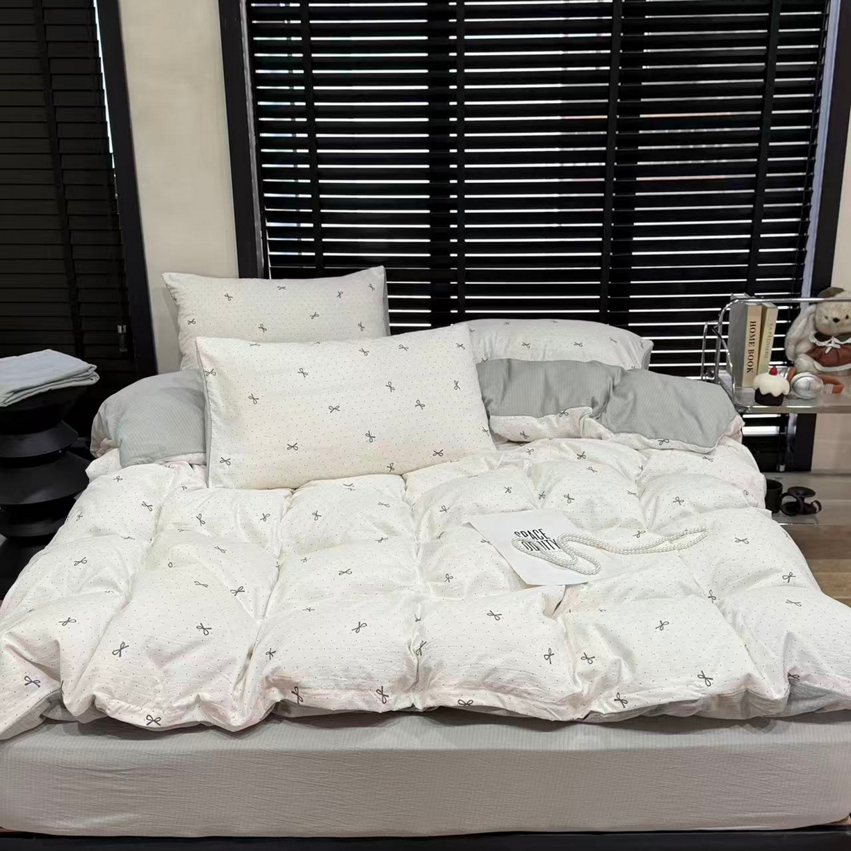 91家纺网 家纺一手货源 找家纺 美丽坊 2026新款韩系沐纱棉印花四件套 可颂