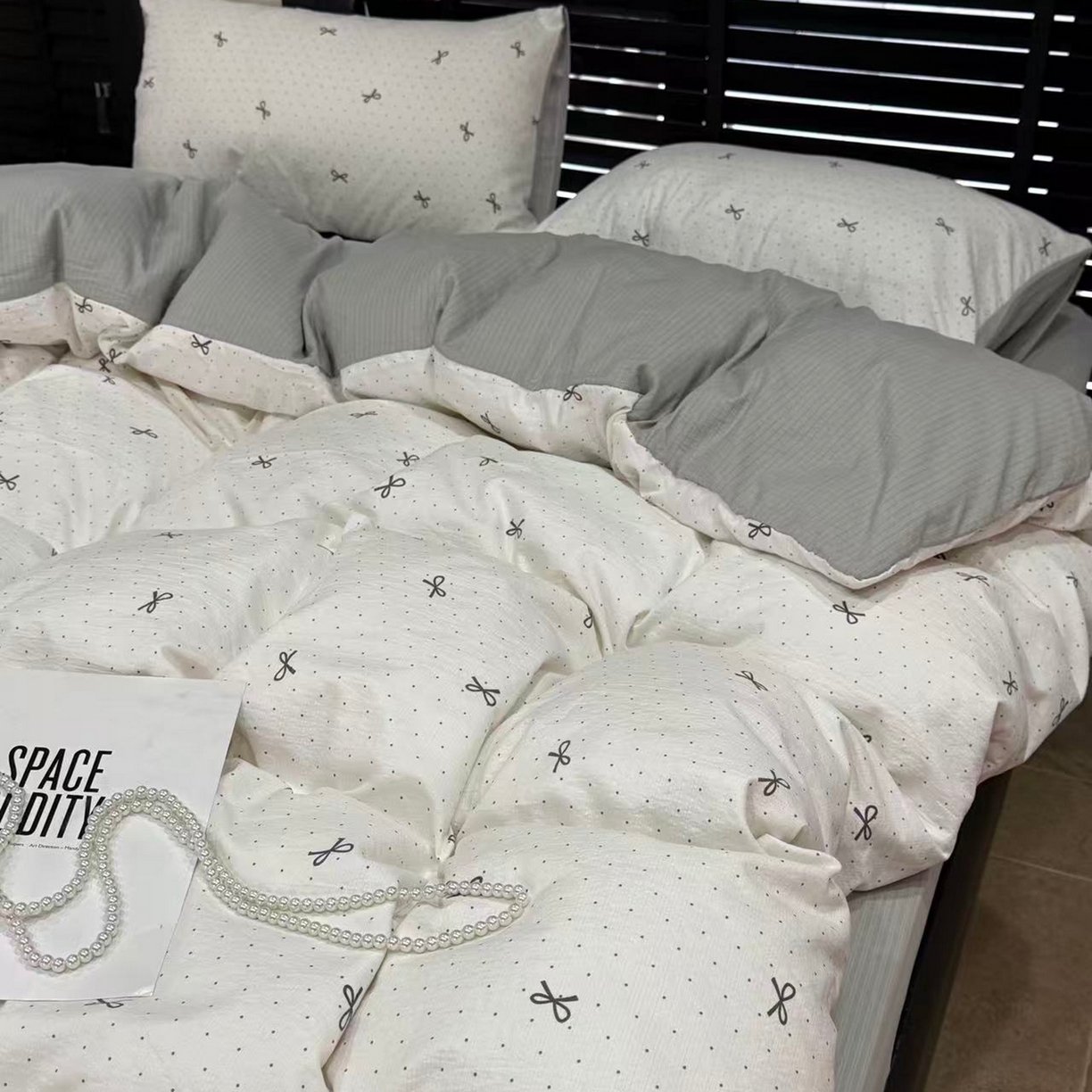 91家纺网 家纺一手货源 找家纺 美丽坊 2026新款韩系沐纱棉印花四件套 可颂