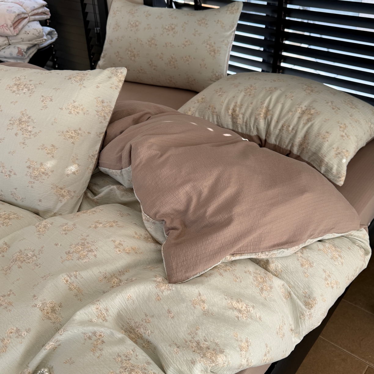 91家纺网 家纺一手货源 找家纺 美丽坊 2026新款韩系沐纱棉印花四件套 兰茵