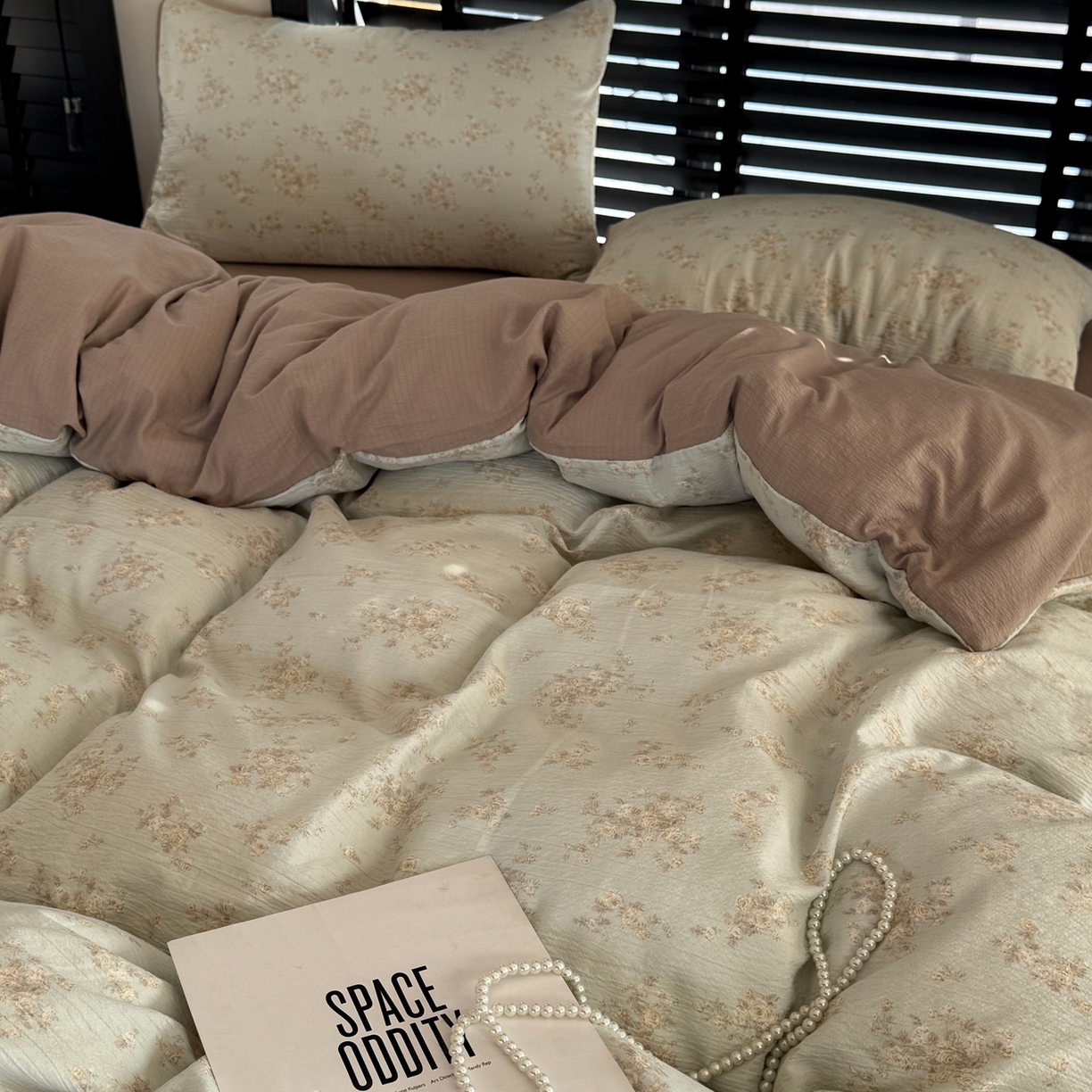 91家纺网 家纺一手货源 找家纺 美丽坊 2026新款韩系沐纱棉印花四件套 兰茵