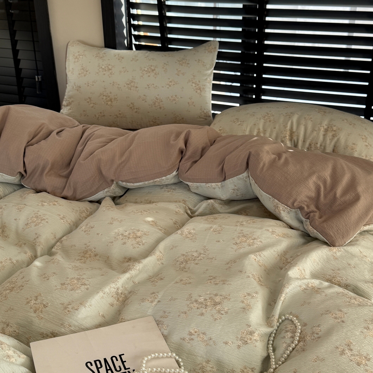 91家纺网 家纺一手货源 找家纺 美丽坊 2026新款韩系沐纱棉印花四件套 兰茵