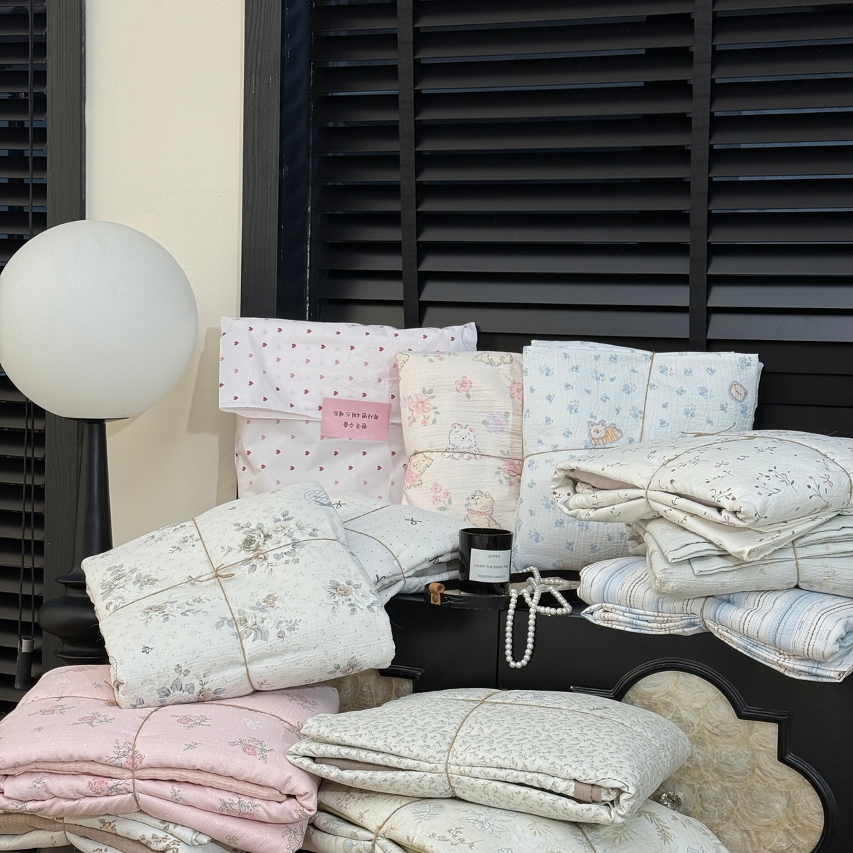 91家纺网 家纺一手货源 找家纺 美丽坊 2026新款韩系沐纱棉印花四件套 漫野