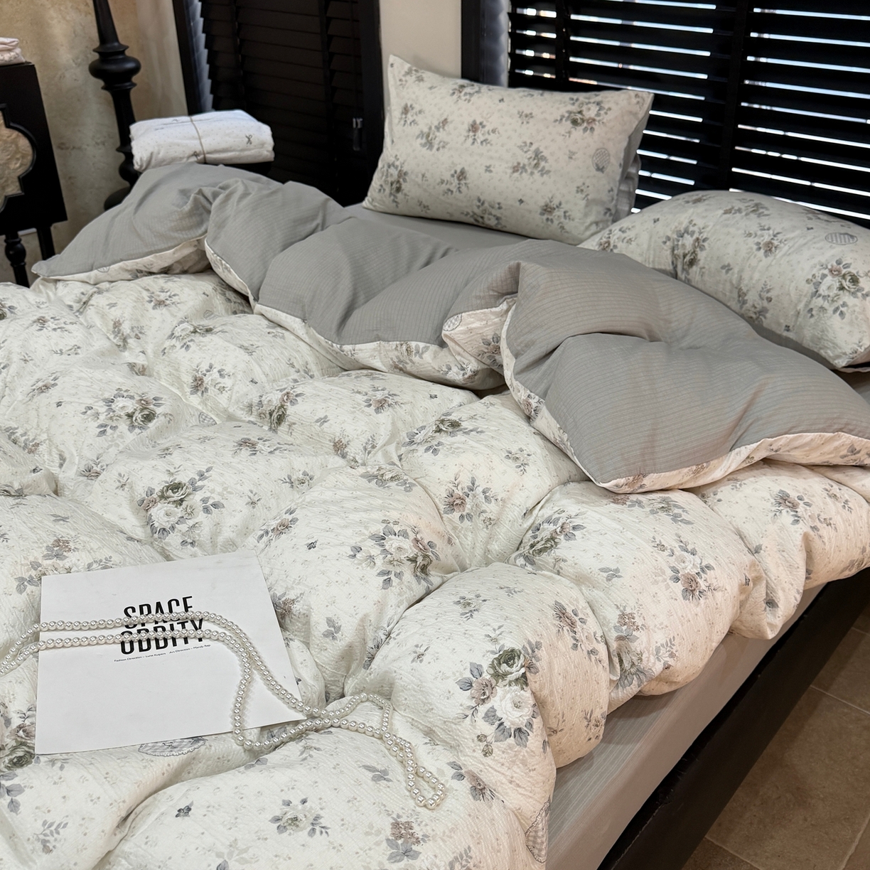 91家纺网 家纺一手货源 找家纺 美丽坊 2026新款韩系沐纱棉印花四件套 漫野