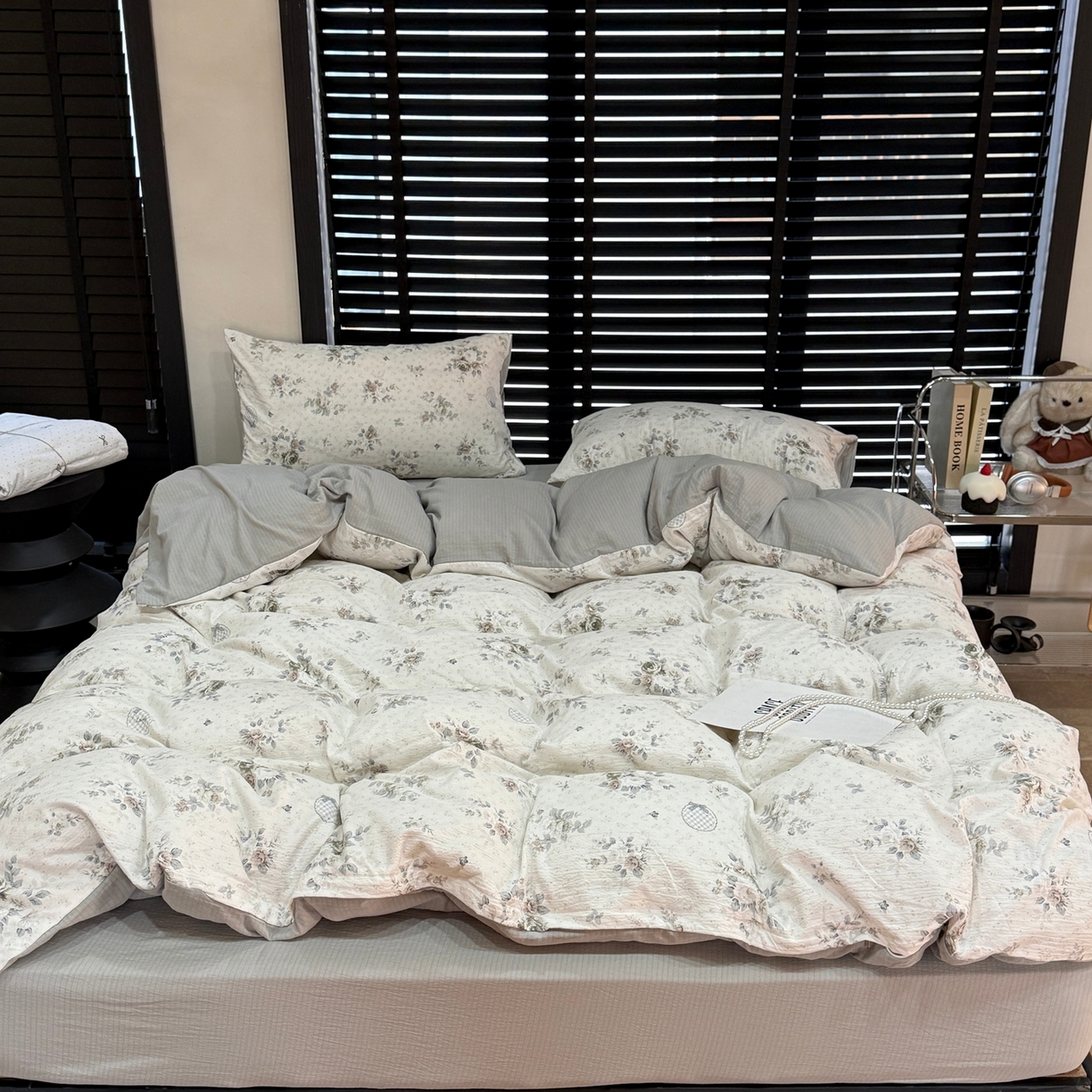 91家纺网 家纺一手货源 找家纺 美丽坊 2026新款韩系沐纱棉印花四件套 漫野