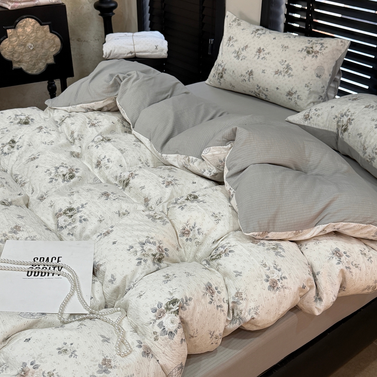 91家纺网 家纺一手货源 找家纺 美丽坊 2026新款韩系沐纱棉印花四件套 漫野