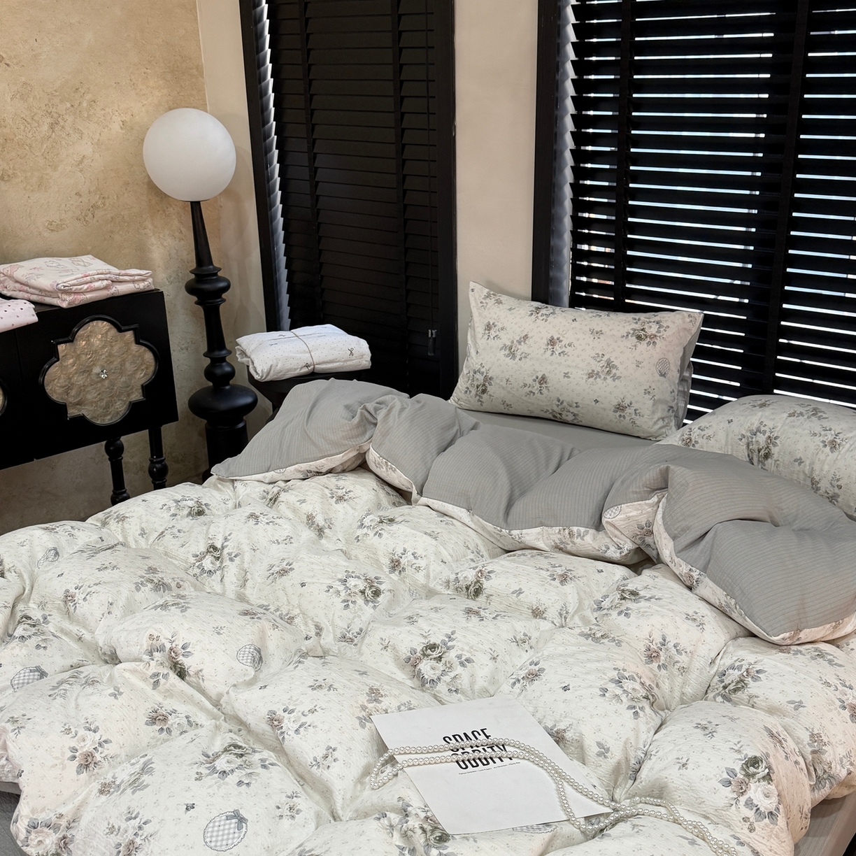 91家纺网 家纺一手货源 找家纺 美丽坊 2026新款韩系沐纱棉印花四件套 漫野