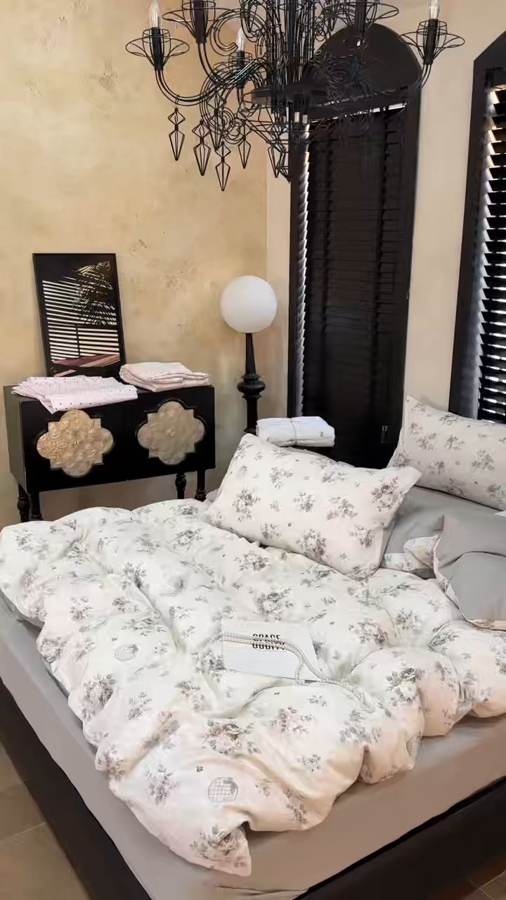 91家纺网 家纺一手货源 找家纺 美丽坊 2026新款韩系沐纱棉印花四件套 漫野