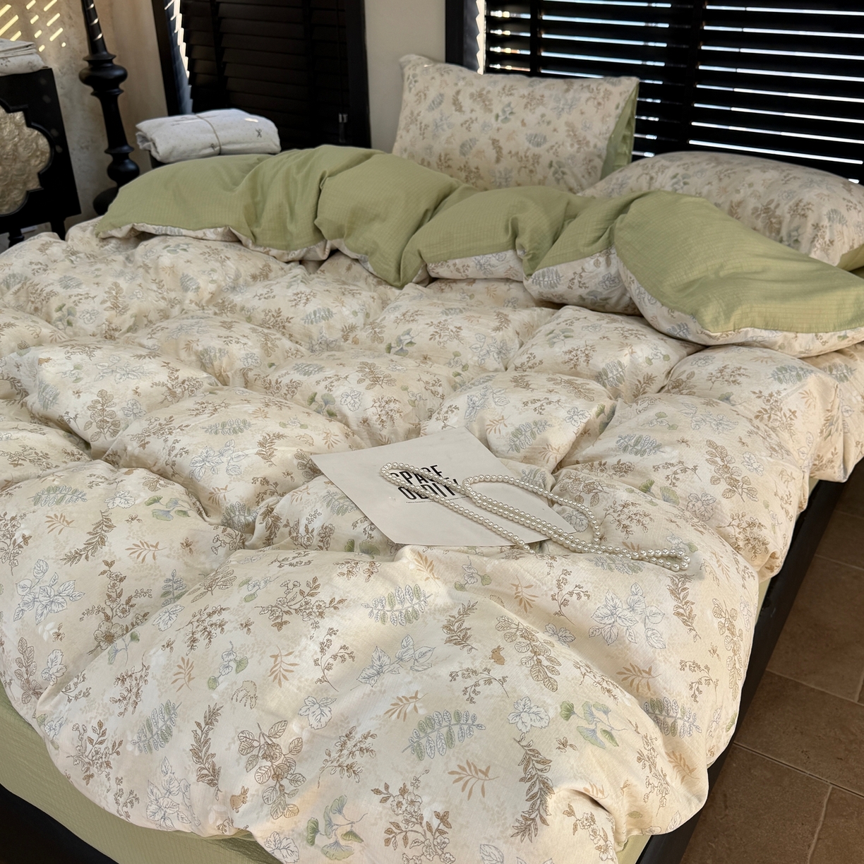 91家纺网 家纺一手货源 找家纺 美丽坊 2026新款韩系沐纱棉印花四件套 秘境森林