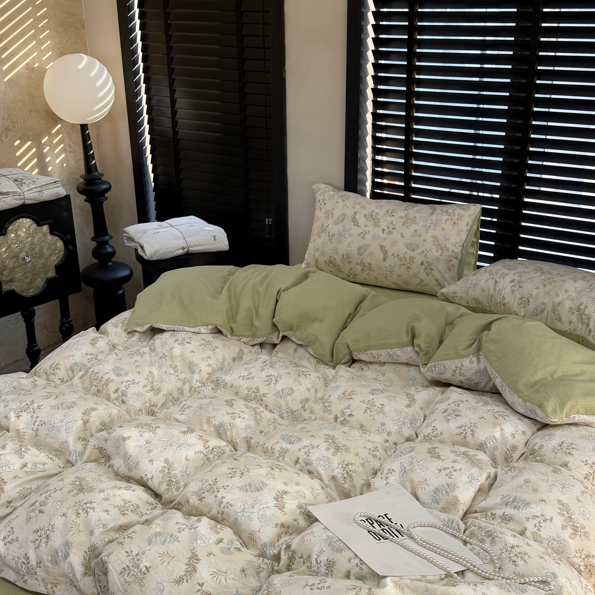 91家纺网 家纺一手货源 找家纺 美丽坊 2026新款韩系沐纱棉印花四件套 秘境森林