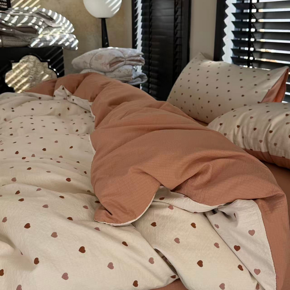 91家纺网 家纺一手货源 找家纺 美丽坊 2026新款韩系沐纱棉印花四件套 莫里