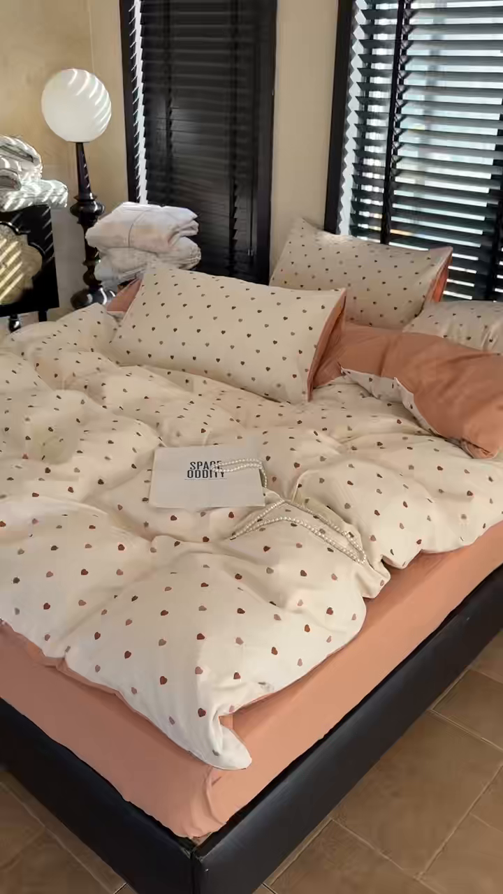 91家纺网 家纺一手货源 找家纺 美丽坊 2026新款韩系沐纱棉印花四件套 莫里