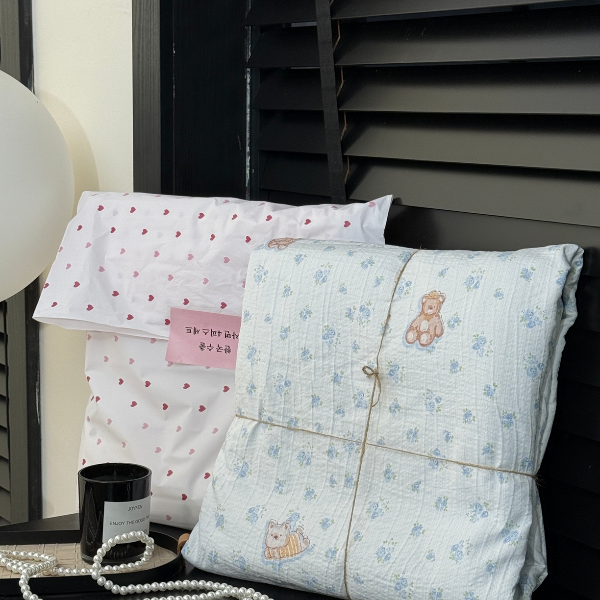 91家纺网 家纺一手货源 找家纺 美丽坊 2026新款韩系沐纱棉印花四件套 森林小熊