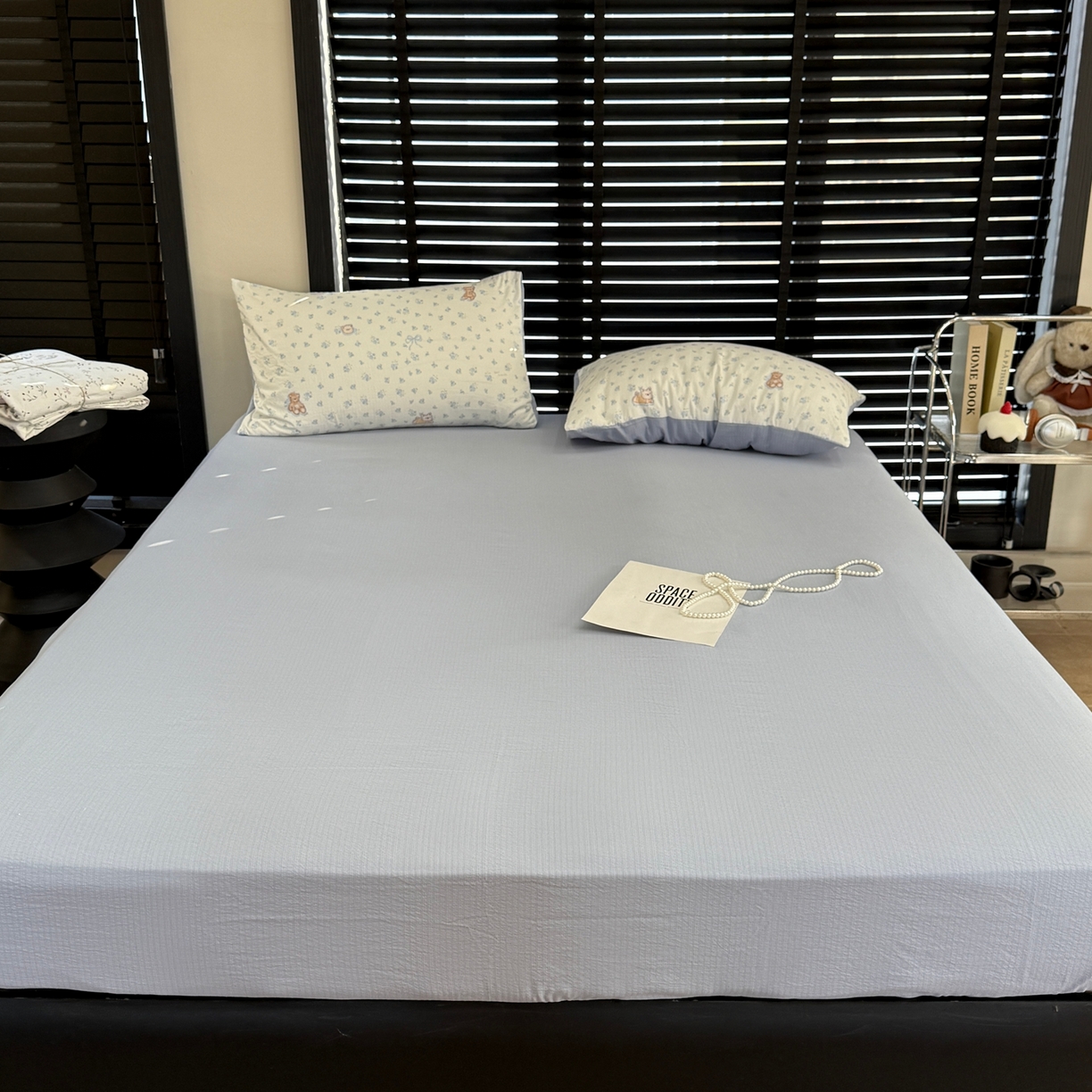 91家纺网 家纺一手货源 找家纺 美丽坊 2026新款韩系沐纱棉印花四件套 森林小熊