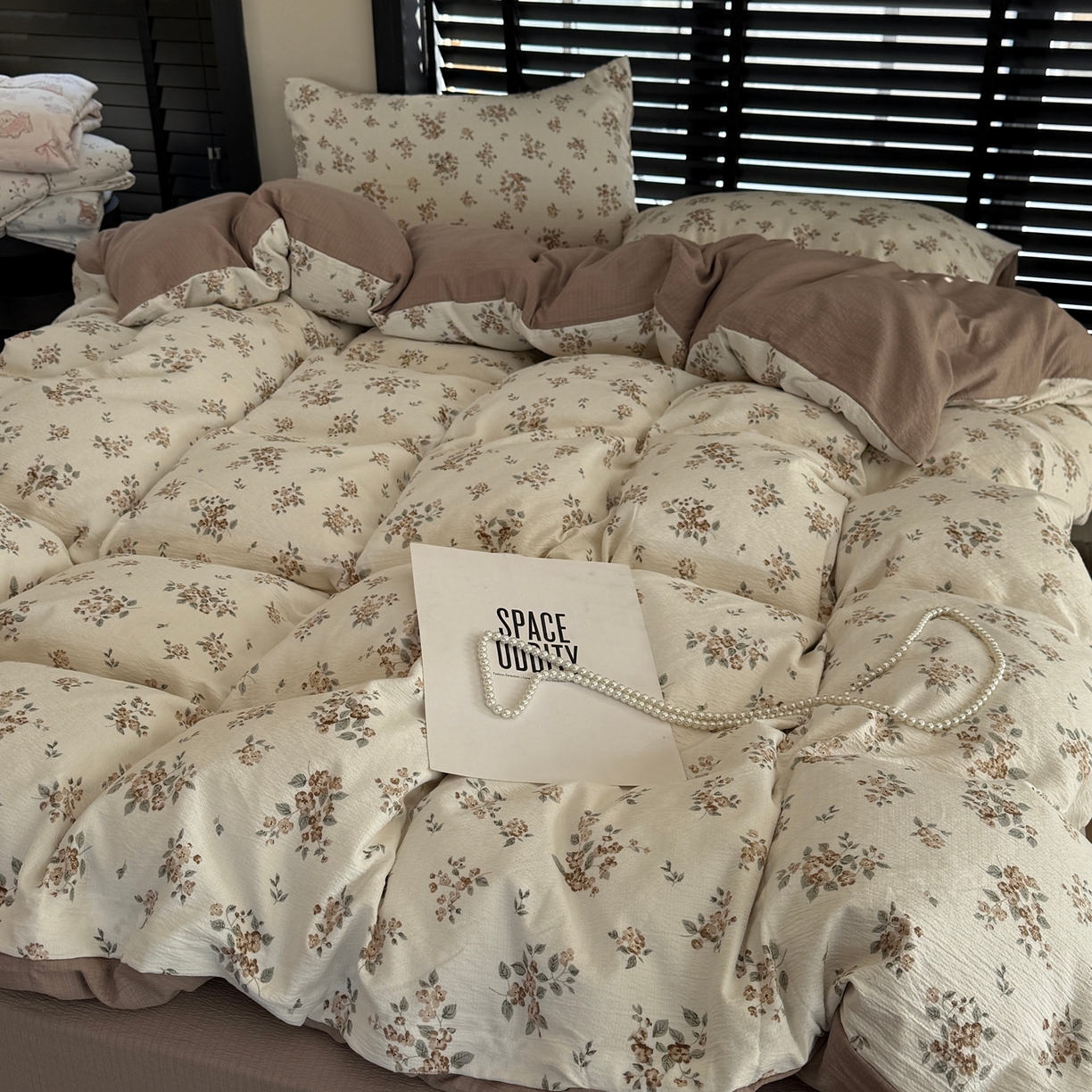 91家纺网 家纺一手货源 找家纺 美丽坊 2026新款韩系沐纱棉印花四件套 小月野