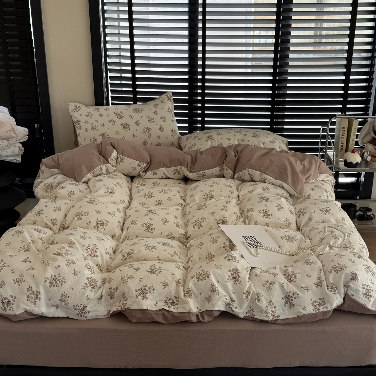 91家纺网 家纺一手货源 找家纺 美丽坊 2026新款韩系沐纱棉印花四件套 小月野