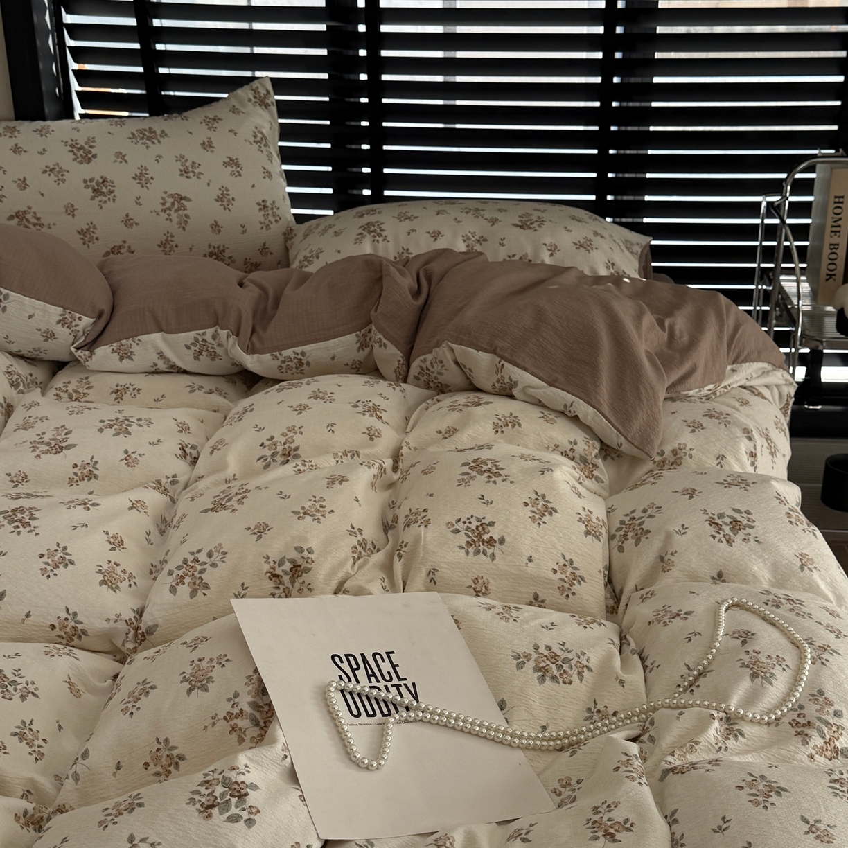 91家纺网 家纺一手货源 找家纺 美丽坊 2026新款韩系沐纱棉印花四件套 小月野