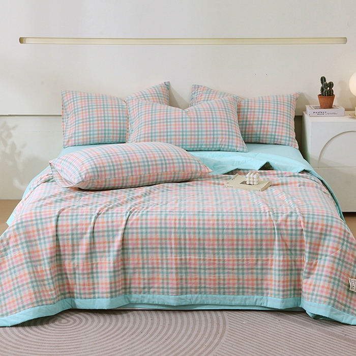 91家纺网 家纺一手货源 找家纺 （总）春皖家纺 2026新款全棉色织宽边棉花夏被-云恋