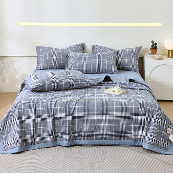 91家纺网 家纺一手货源 找家纺 （总）春皖家纺 2026新款全棉色织宽边棉花夏被-云恋