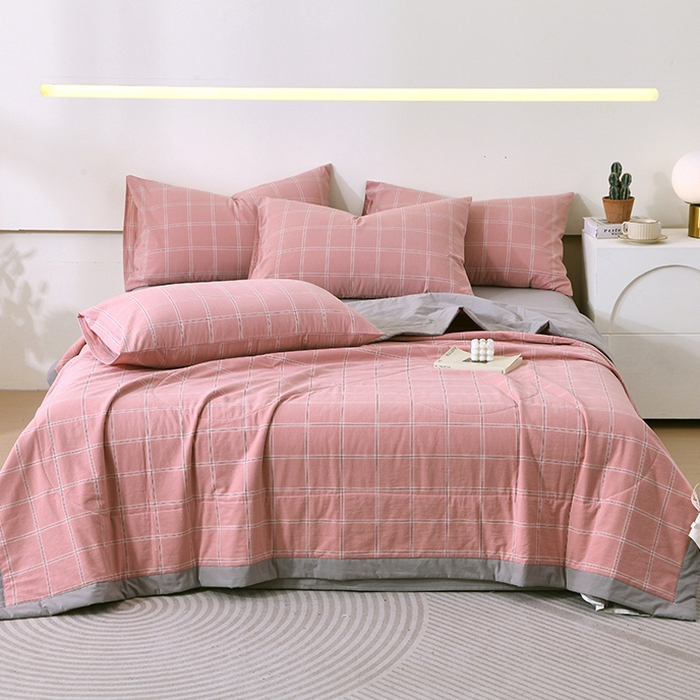 91家纺网 家纺一手货源 找家纺 （总）春皖家纺 2026新款全棉色织宽边棉花夏被-云恋