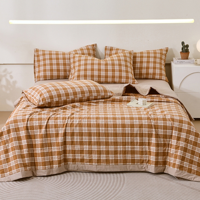 91家纺网 家纺一手货源 找家纺 （总）春皖家纺 2026新款全棉色织宽边棉花夏被-云恋