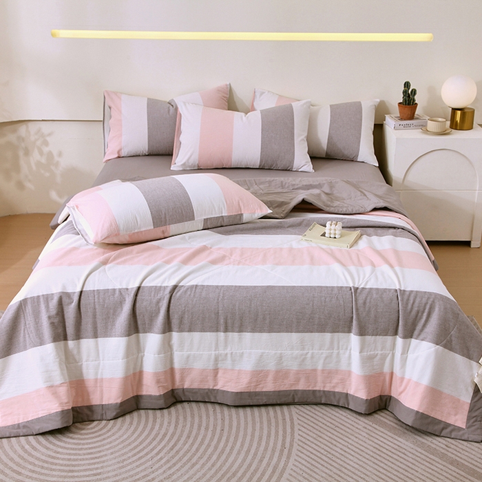 91家纺网 家纺一手货源 找家纺 （总）春皖家纺 2026新款全棉色织宽边棉花夏被-云恋