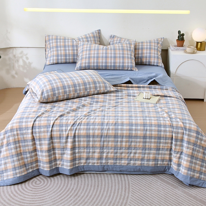 91家纺网 家纺一手货源 找家纺 （总）春皖家纺 2026新款全棉色织宽边棉花夏被-云恋