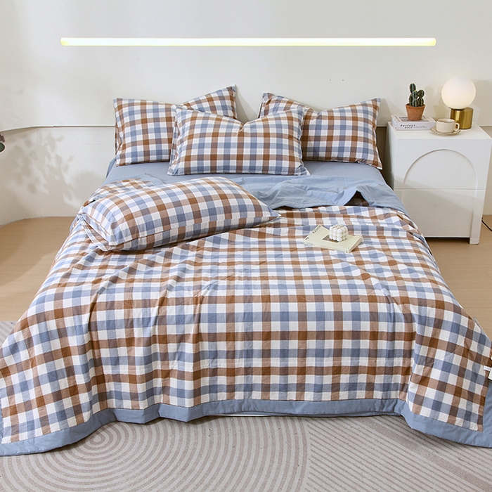 91家纺网 家纺一手货源 找家纺 （总）春皖家纺 2026新款全棉色织宽边棉花夏被-云恋