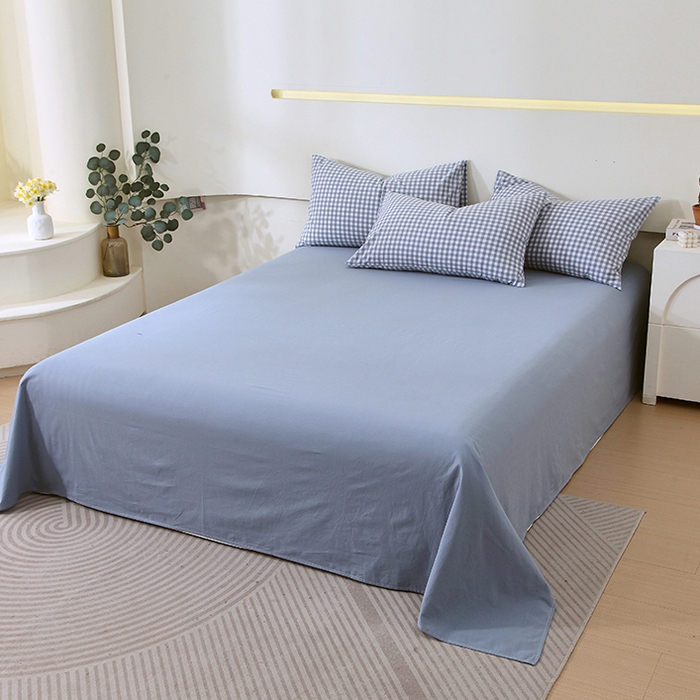 91家纺网 家纺一手货源 找家纺 春皖家纺 2026新款全棉色织宽边棉花夏被-云恋 云恋-水蓝小格