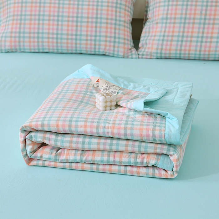 91家纺网 家纺一手货源 找家纺 春皖家纺 2026新款全棉色织宽边棉花夏被-云恋 云恋-冰激凌格