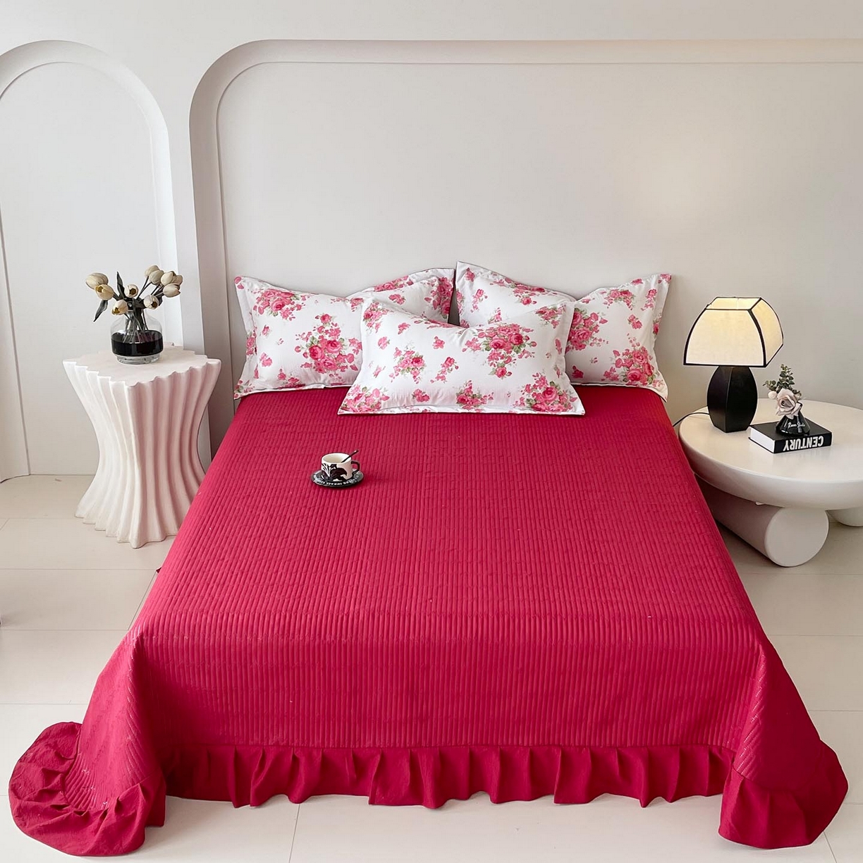 91家纺网 家纺一手货源 找家纺 麦田家纺 2026新款皱皱水洗棉床盖夏被夏凉被空调被四件套 安妮