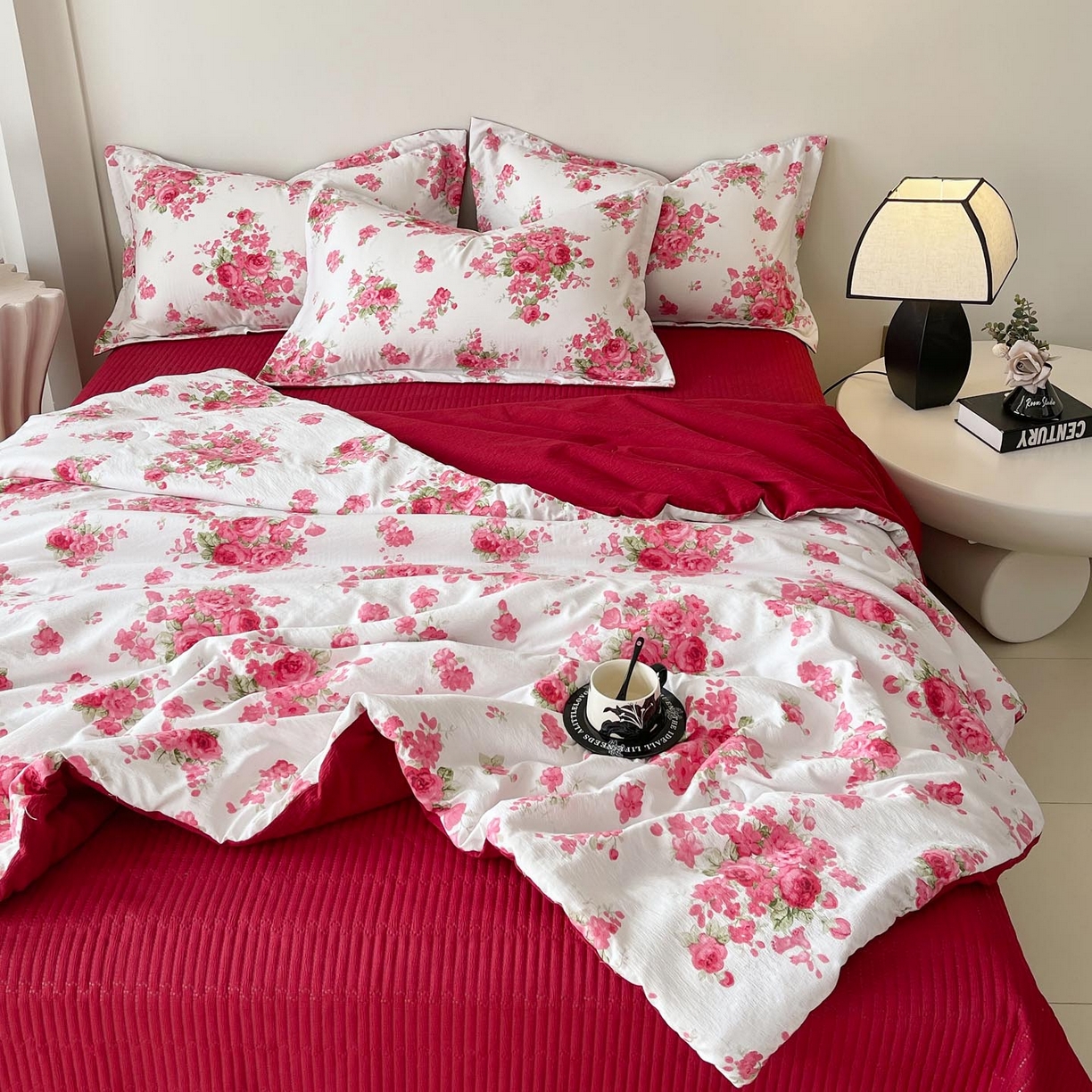 麦田家纺 2026新款皱皱水洗棉床盖夏被夏凉被空调被四件套 安妮