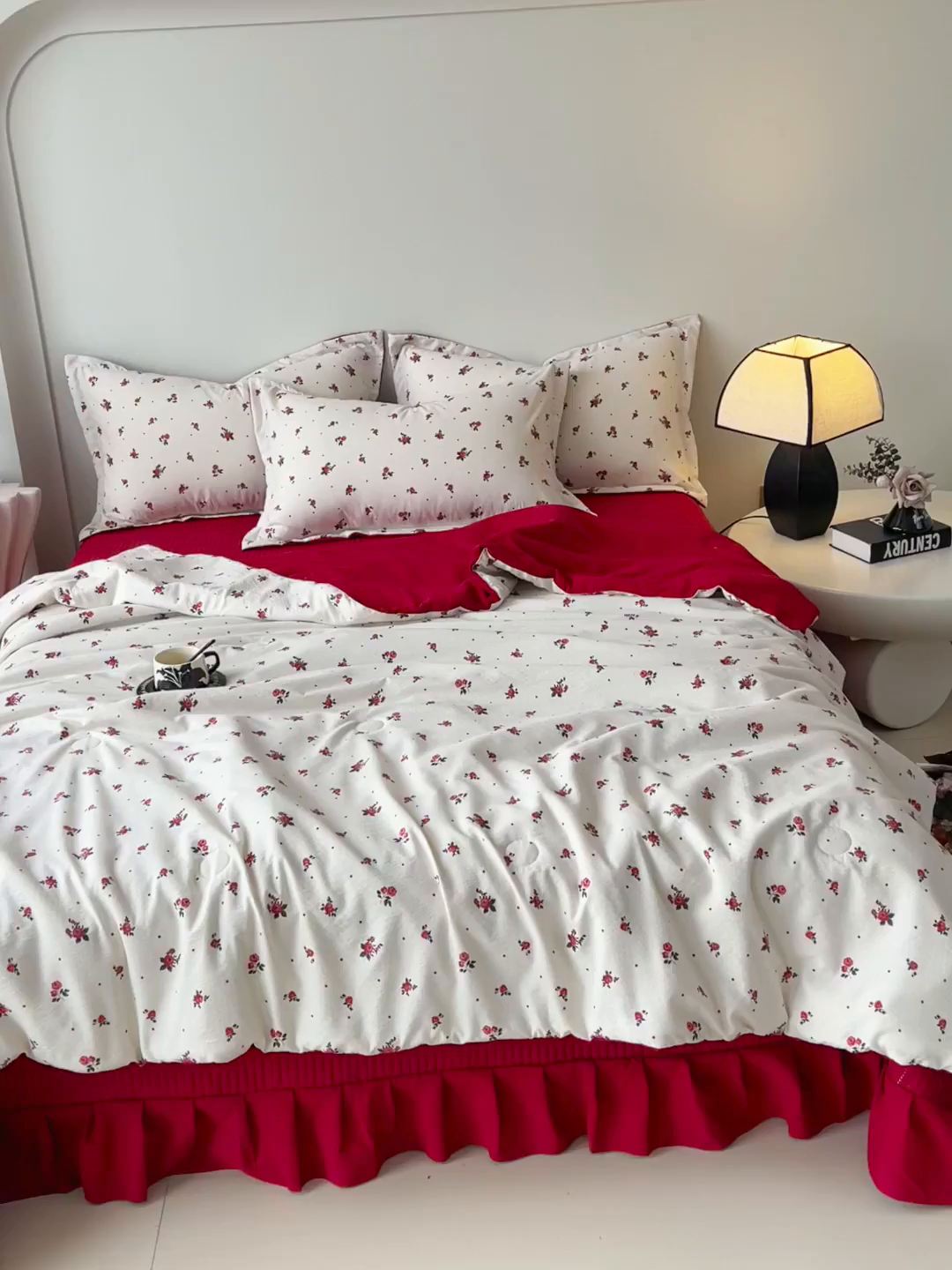 91家纺网 家纺一手货源 找家纺 麦田家纺 2026新款皱皱水洗棉床盖夏被夏凉被空调被四件套 玫瑰园