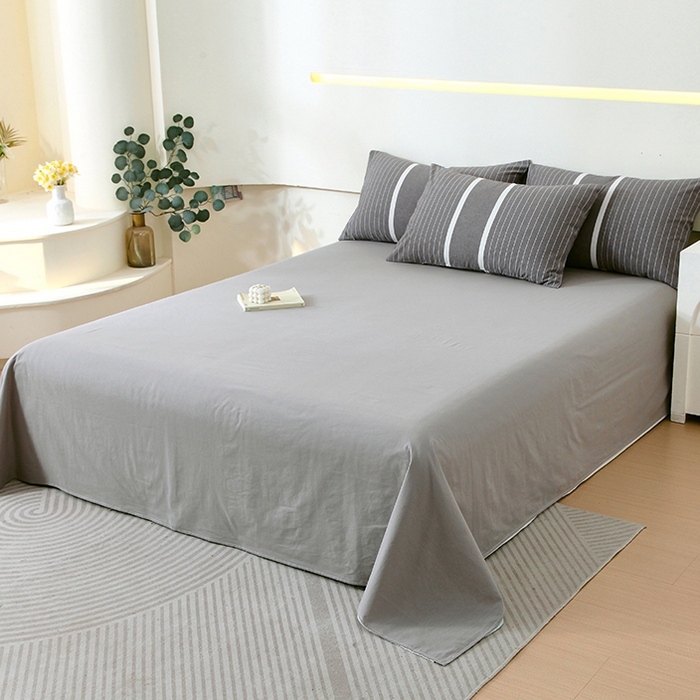 91家纺网 家纺一手货源 找家纺 春皖家纺 2026新款全棉色织宽边棉花夏被-云恋 云恋-灰白条