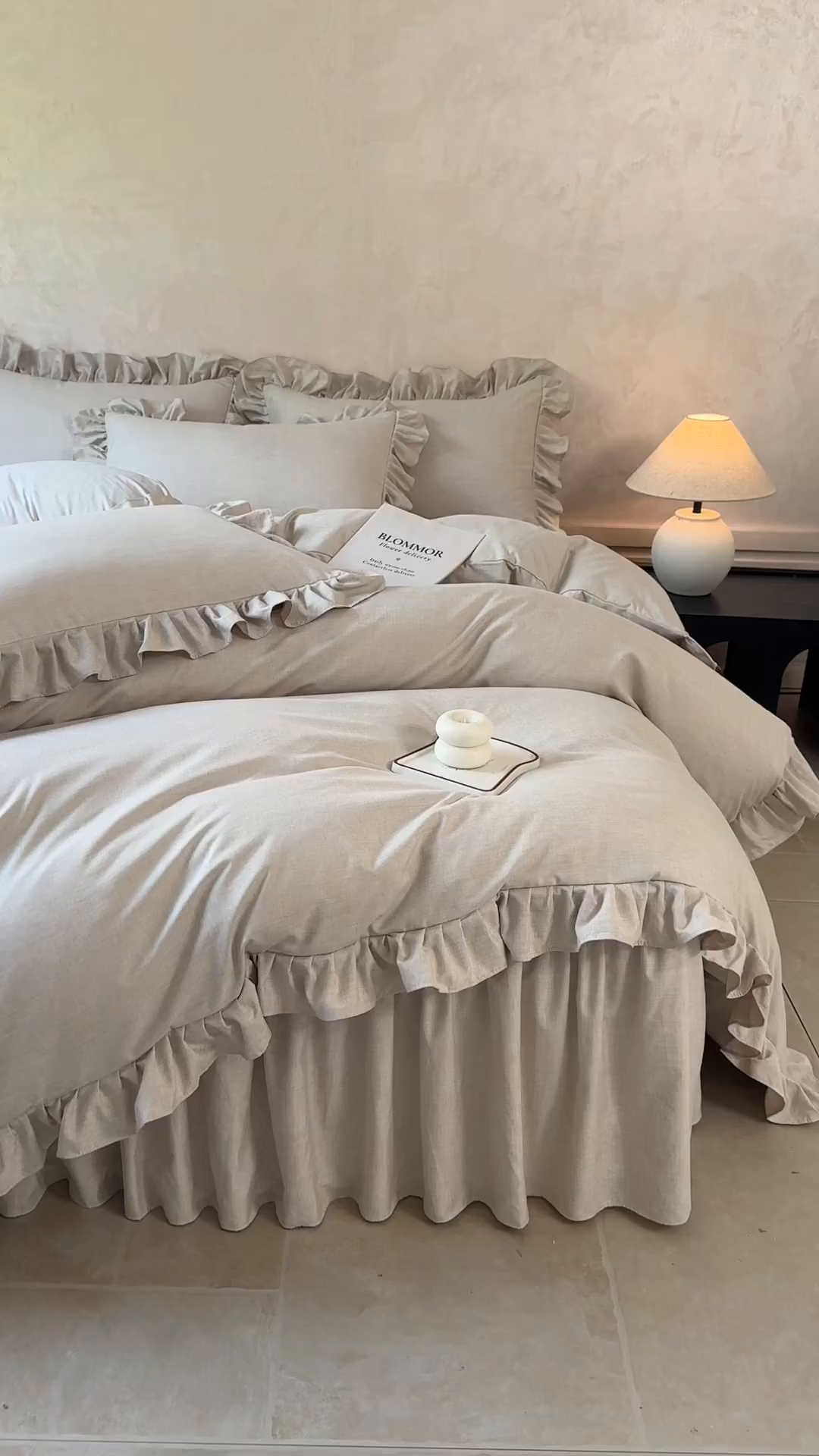 91家纺网 家纺一手货源 找家纺 （总）忘忧草 2026新款纯色色织芙蓉棉床裙四件套-维密系列