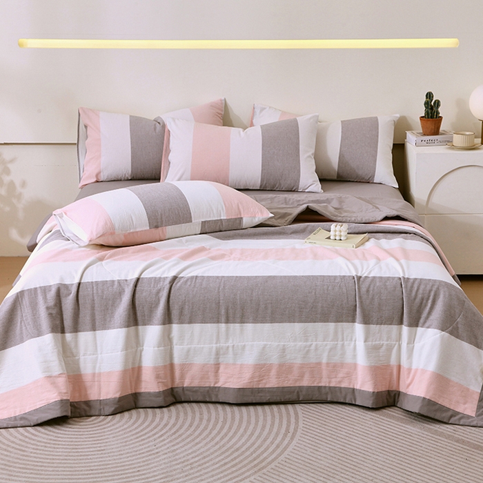 91家纺网 家纺一手货源 找家纺 春皖家纺 2026新款全棉色织宽边棉花夏被-云恋 云恋-莱卡