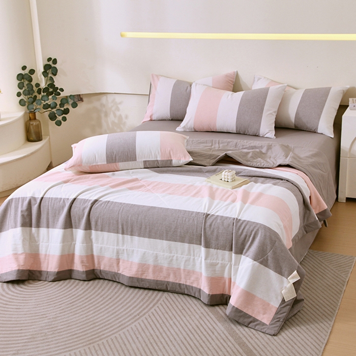 91家纺网 家纺一手货源 找家纺 春皖家纺 2026新款全棉色织宽边棉花夏被-云恋 云恋-莱卡