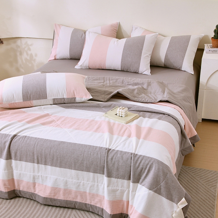 91家纺网 家纺一手货源 找家纺 春皖家纺 2026新款全棉色织宽边棉花夏被-云恋 云恋-莱卡