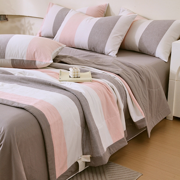 91家纺网 家纺一手货源 找家纺 春皖家纺 2026新款全棉色织宽边棉花夏被-云恋 云恋-莱卡