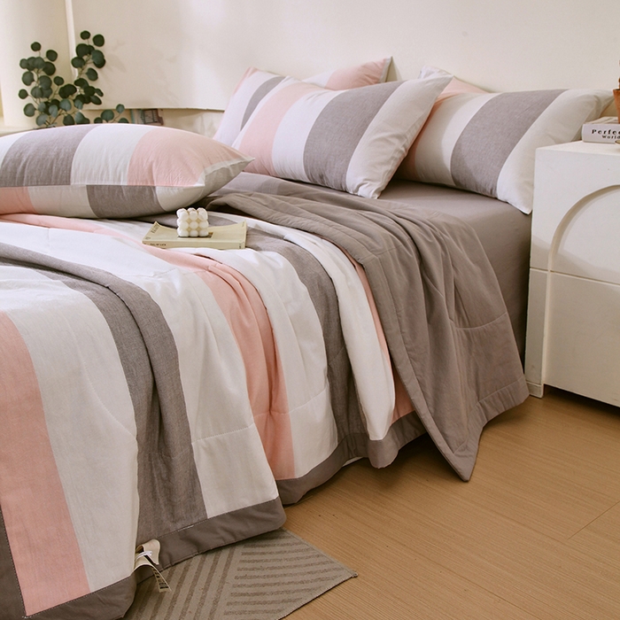 91家纺网 家纺一手货源 找家纺 春皖家纺 2026新款全棉色织宽边棉花夏被-云恋 云恋-莱卡