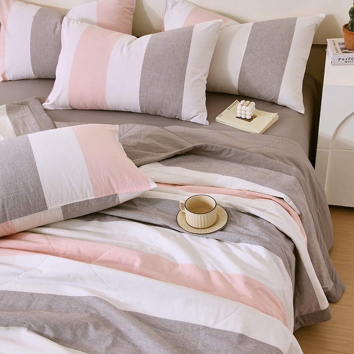 91家纺网 家纺一手货源 找家纺 春皖家纺 2026新款全棉色织宽边棉花夏被-云恋 云恋-莱卡