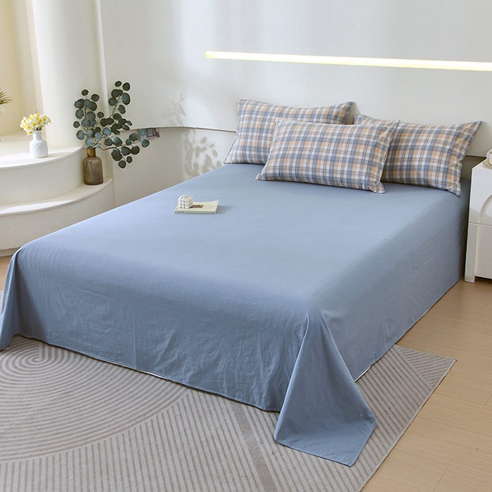 91家纺网 家纺一手货源 找家纺 春皖家纺 2026新款全棉色织宽边棉花夏被-云恋 云恋-蓝调格