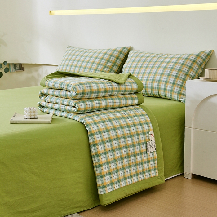 91家纺网 家纺一手货源 找家纺 春皖家纺 2026新款全棉色织宽边棉花夏被-云恋 云恋-芒果格